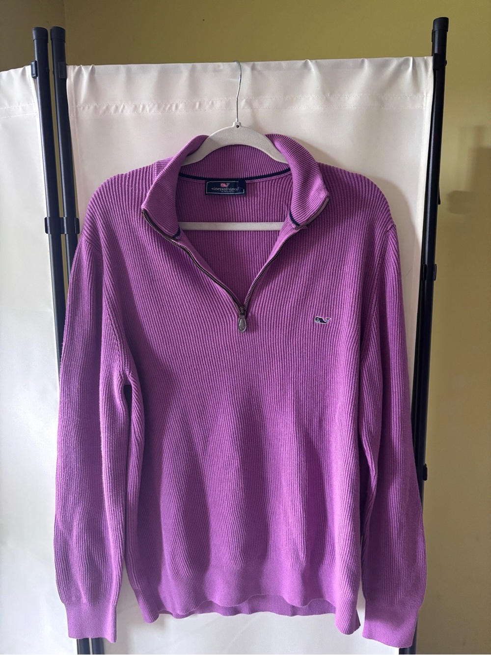 Vineyard Vines Women's Lavender Ribbed Quarter-Zip Pullover